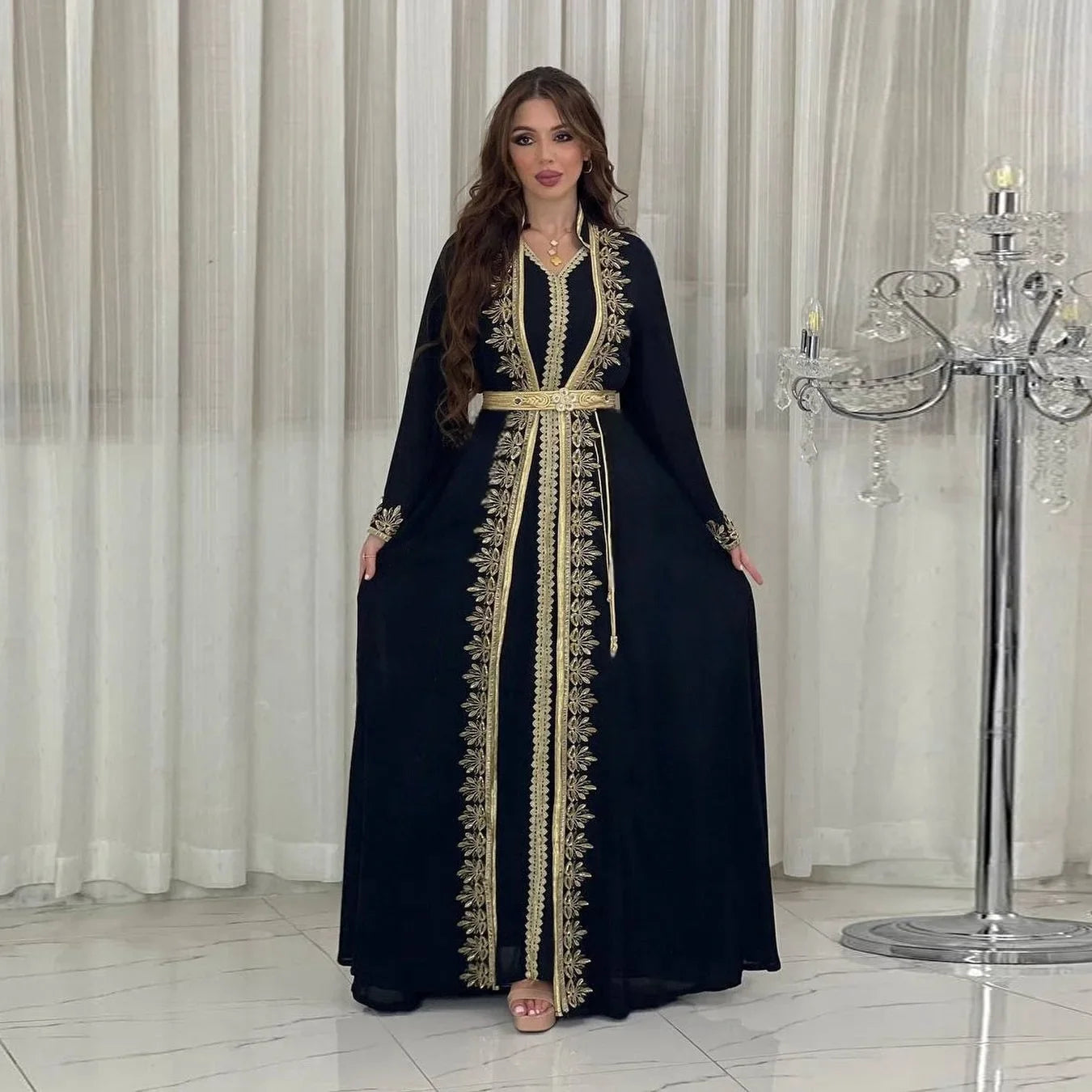 Kaftan Black And Gold - Kaftan Morokko